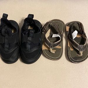 Two pairs of toddler boys size 6 shoes.